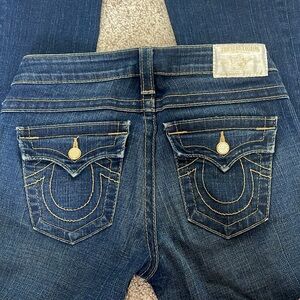 EUC True Religion Becky Low Rise Rhinestone Flare jeans, RARE, size 26